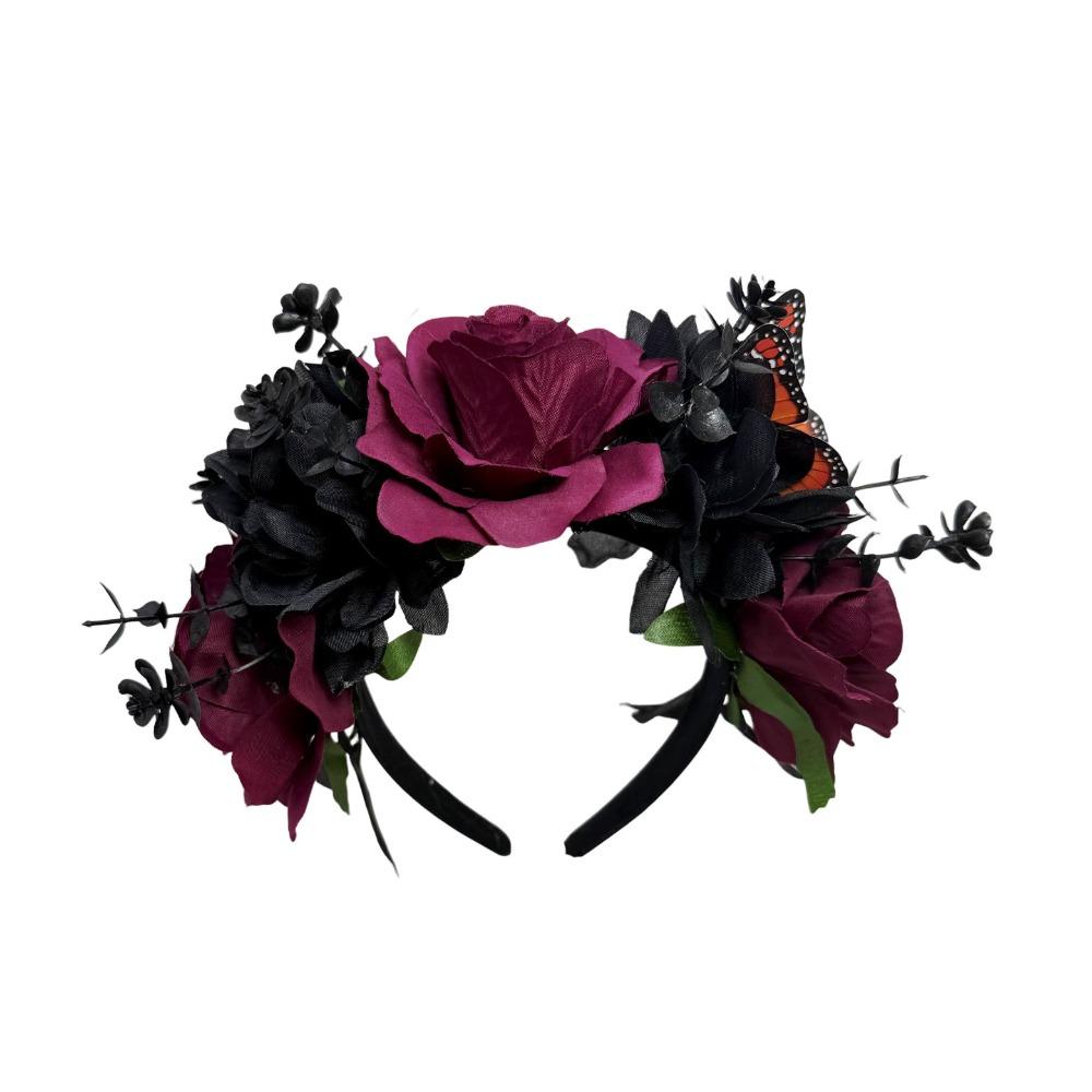 Gothic Artificial Flower Headband Realistic Costume Floral Head Wear  Halloween Party