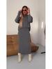 2024 Women's Solid Color Semi-High Neck Knitted Slim-Fit Long Dress Set
