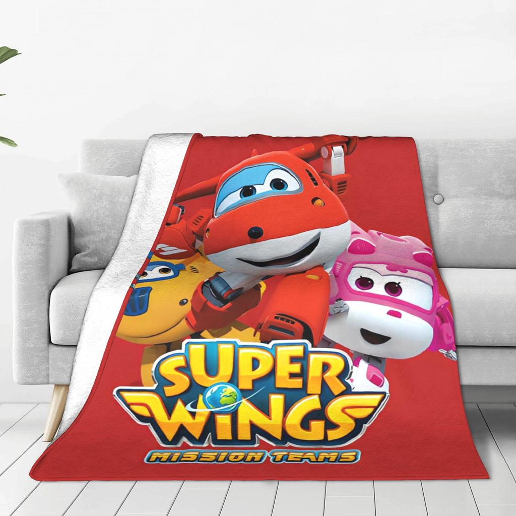 Soft Warm BlanketsBoy Girl Decorative Super Wings Cartoon Bedding Throws Flannel Bedspread For Couch Chair Funny Sofa Bed Cover