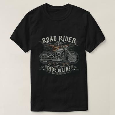 Road Rider Jeźdź, by żyć. Vintage Koszulka Motocyklisty 100% Bawełna Okrągły Dekolt Krótki Rękaw Letnia Codzienna Męska Koszulka Streetwear