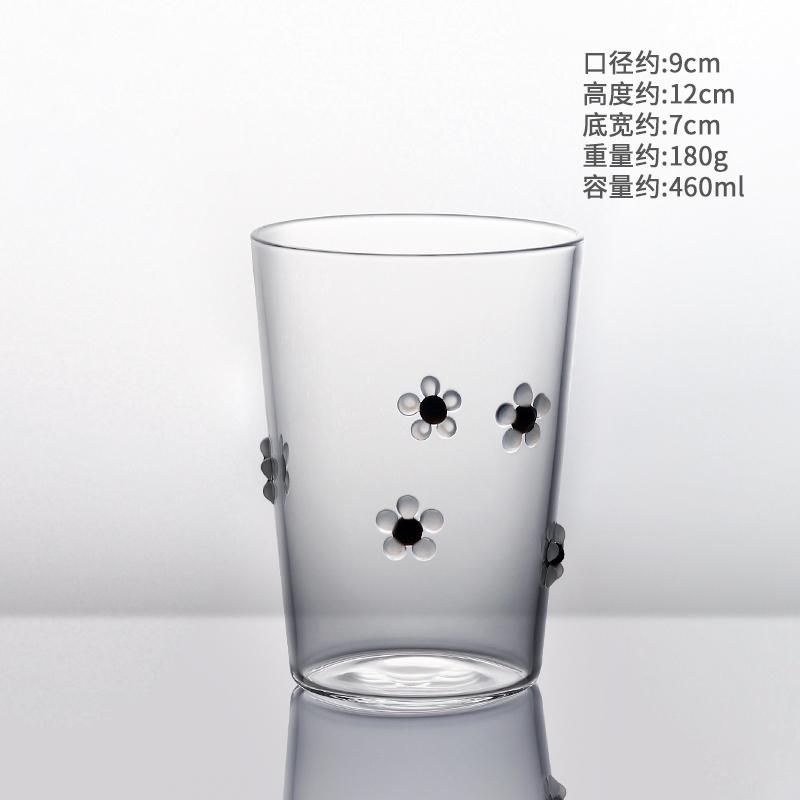Flower Heat-resistant Glass Cups Tableware Milk Cups Juice Cups Household Water Cups Beautiful Cups Cold Drink Cups Wine Cups