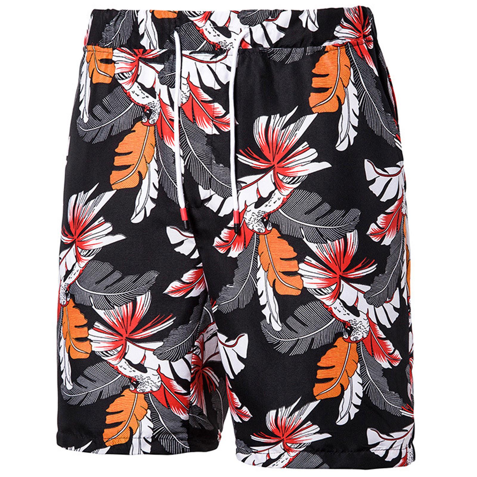 Men s Hawaiian Fashion Holiday Loose Casual Multicolor Beach Shorts XL чёрный