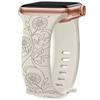 Bracelet for Apple Watch Series Ultra 1/2/3, 11 10 9 8 SE 7 6 5 4 3 2 1 42mm-44mm-45mm-46mm-49mm Silicone Sunflower Pattern White