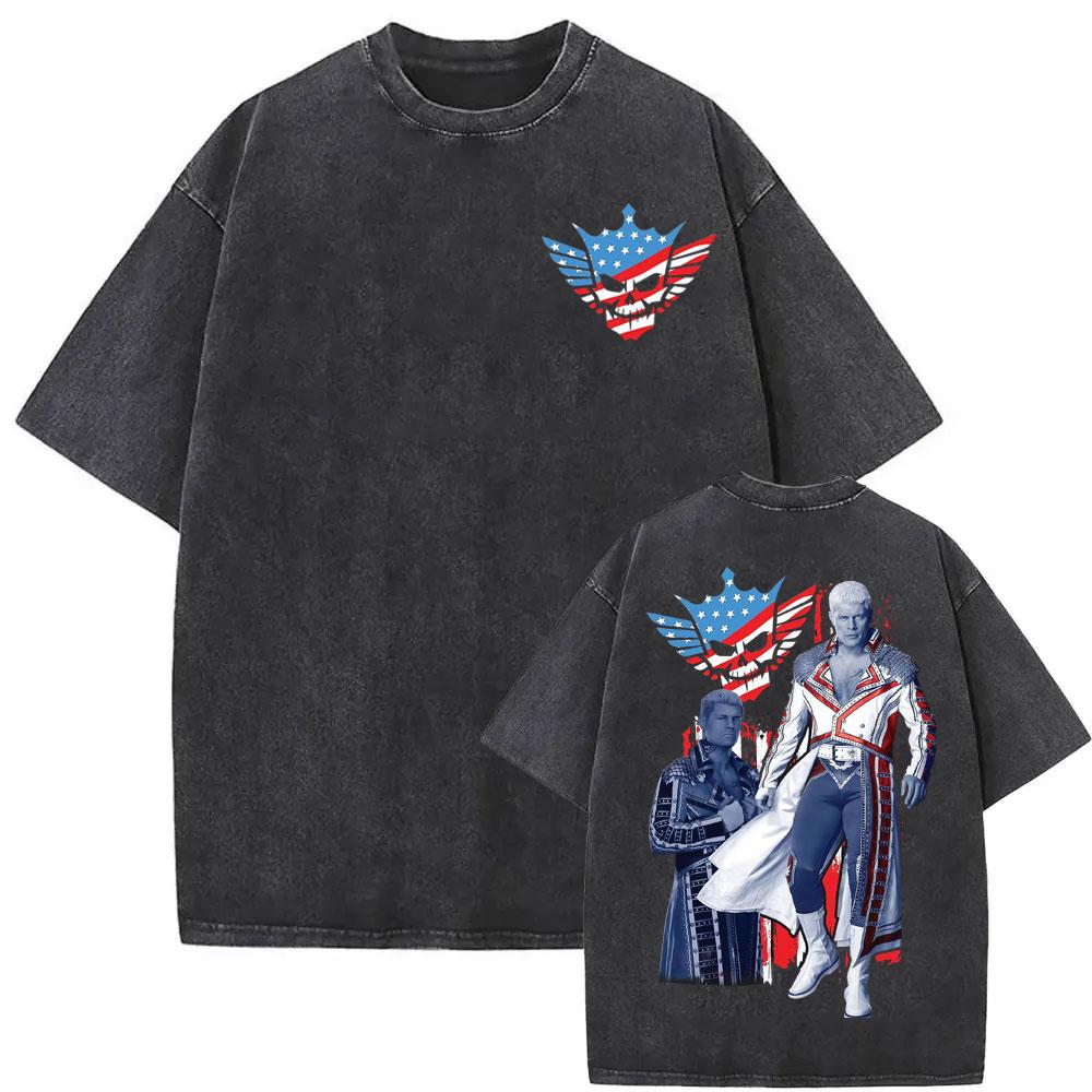 Cody Rhodes American Nightmare Vintage Washed Tee Shirt Unisex Women Casual Cotton Oversized Tshirt Harajuku Short Sleeve T Shirts