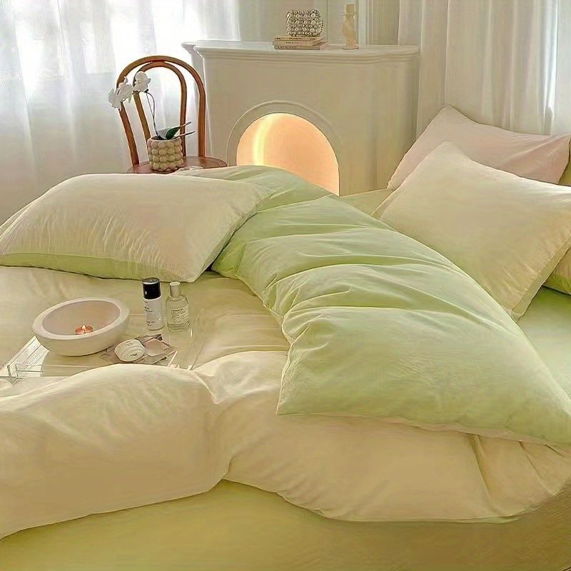 Leopardtrykk Vintage Vasket Bomull Laken Dynetrekk Firesett Student Enkelt Hybel Tredelt Sengetøysett