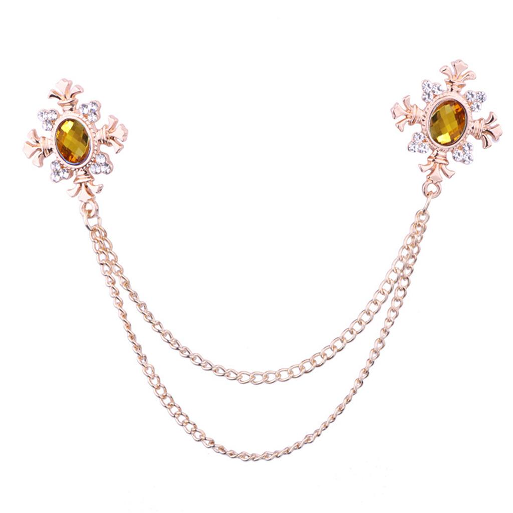 Elegant Tassel Rhinestone Cross Collar Pin For Shirts Fashionable Enthusiasts Suit Shirt Collar Brooch Trendy Jewelry