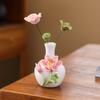 Nordic Ceramic Handmade Flower Carving Vase, Dining Table Living Room Bedroom Office Decoration, Small Flower Ware, 1Pc