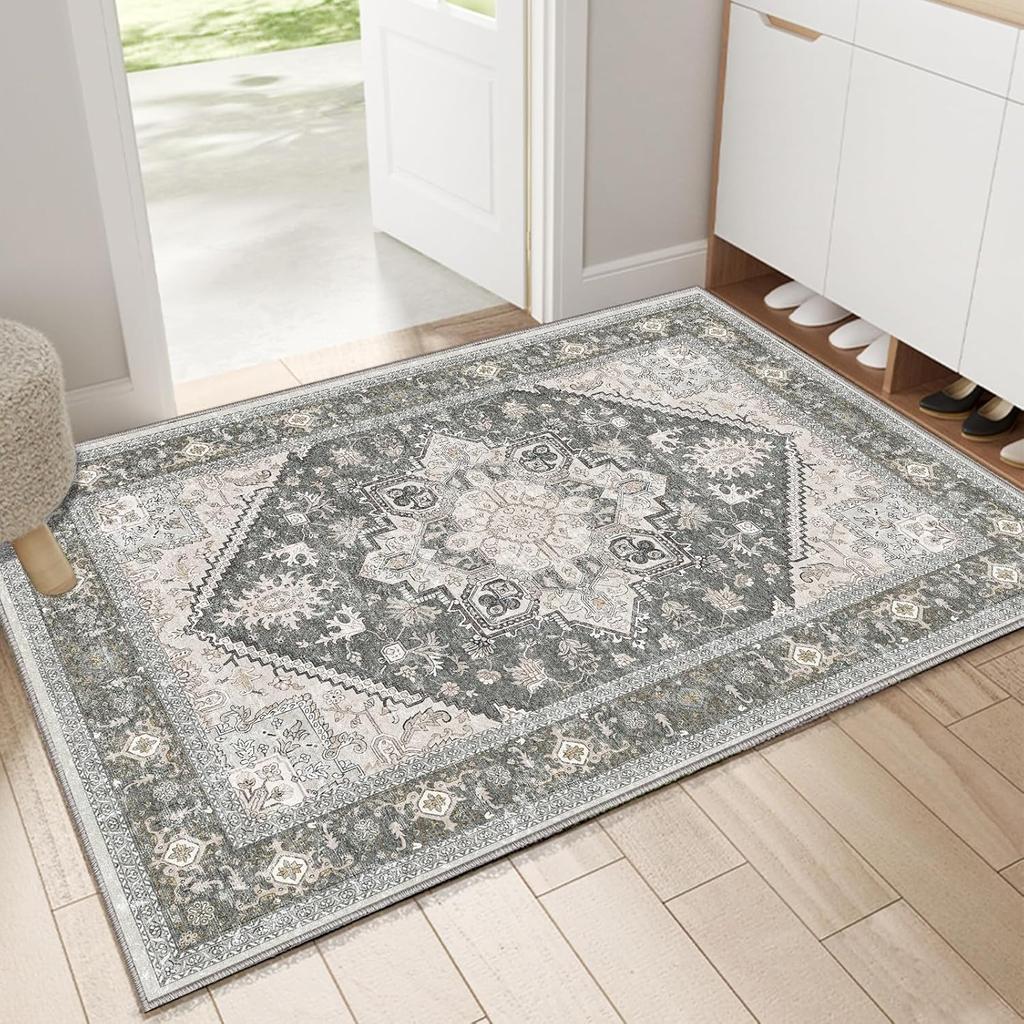 Boho Persian Geometric Pattern Door Mat Classic Home Decor Non-Slip Carpet Ethnic Style Art Line Entrance Rug for Indoor Outdoor