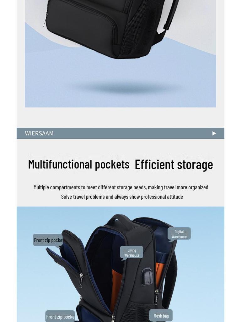 Men's Fashionable Multifunctional Backpack: Lightweight, Large-Capacity for Travel and Business, Computer-Friendly