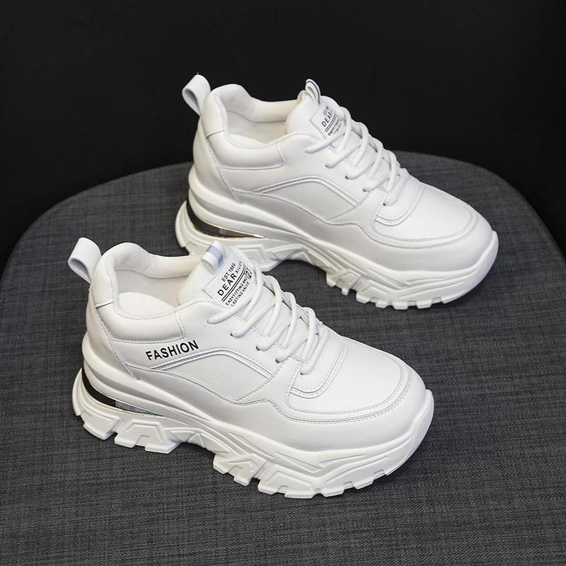 

Fashion Zoki 2025 Spring Chunky White Sneakers Women Comfort Lace Up Platform Sport Shoes Woman Non Slip Thick Bottom Vulcanizd Shoes 34 бежевый