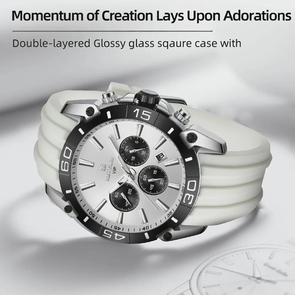 Men Silicone Quartz Mens Watch Multi Functional Waterproof Luminous Calendar Chronograph Watches