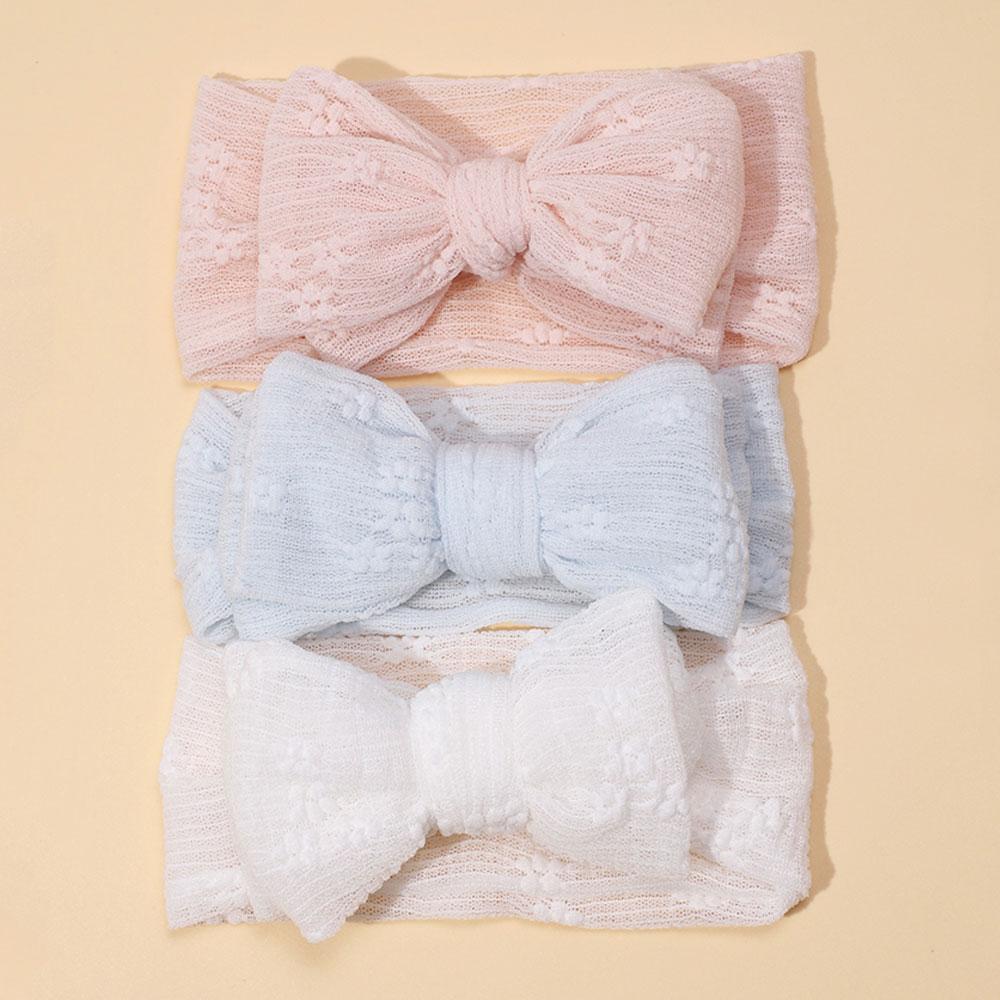 3 Stück/Set Baby-Mädchen-Stirnband Doppeltes Netzschleifen-Haarband Weicher Turban Süße Schleife Kinderkopfbedeckung Haarschmuck für Neugeborene Säuglinge