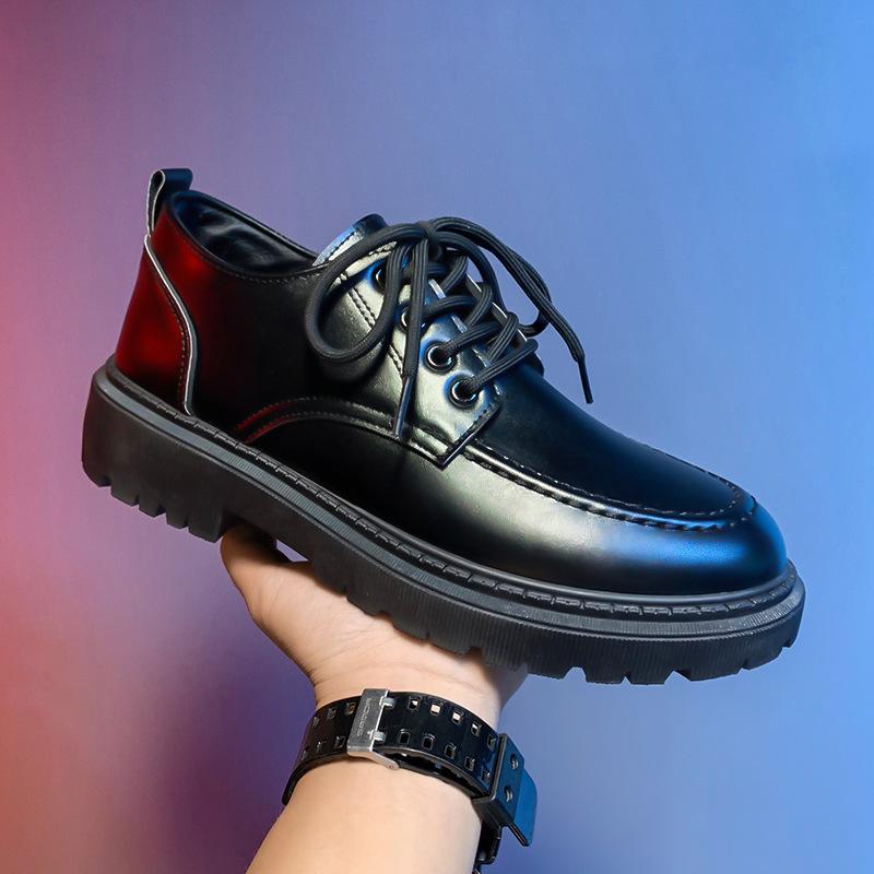 

Японские ретро маленькие кожаные туфли деловые повседневные рабочие туфли модные британские черные с круглым носом туфли Мартин костюм мужская обувь увеличивающая рост 44 чёрный