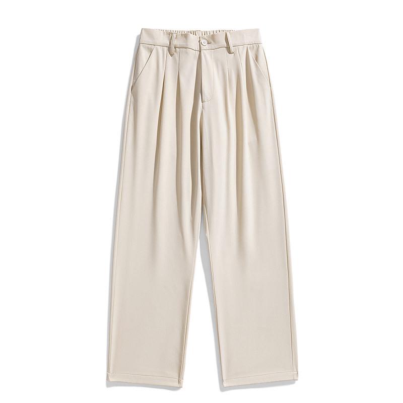 

Men s High-End Korean Trend Wide-Leg Suit Trousers - Anti-Wrinkle, Loose, Straight and Casual Fit M