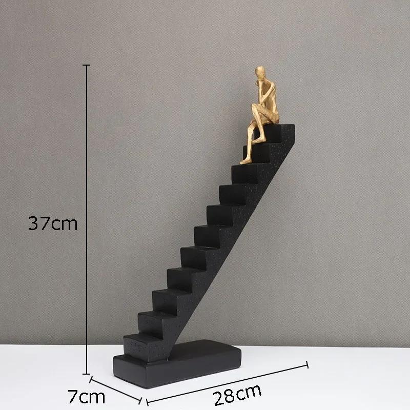 Gold-plating Climber Character Resins Sculpture Creative Climbing Ladder Figure Statue Ornaments Desk Decoration Figures Crafts
