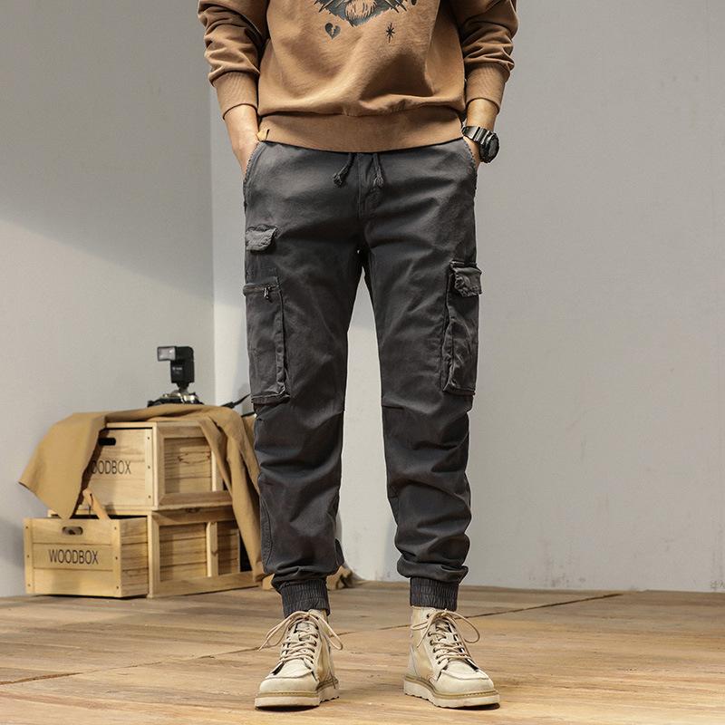 Men's New Retro American Outdoor Sports Leggings Overalls Versatile Elastic and Thin Trousers