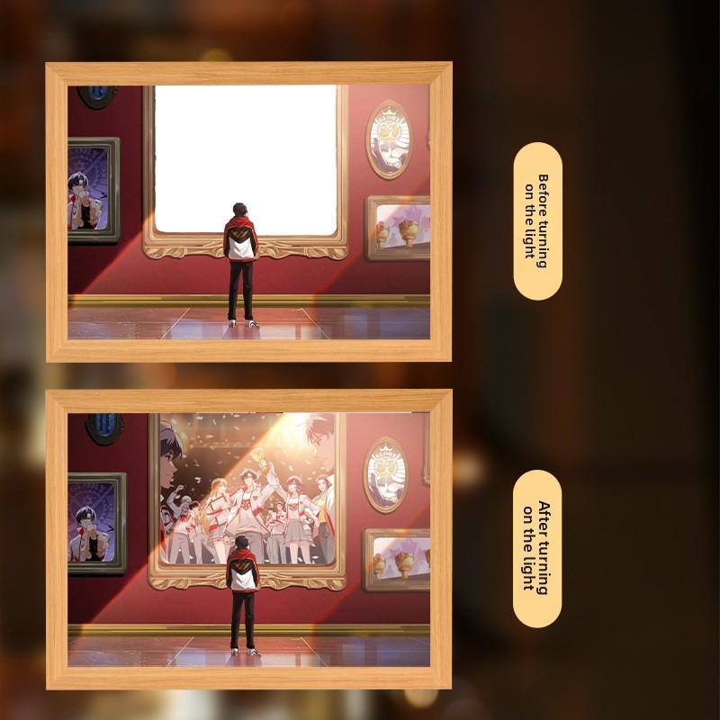 23cm/9.06in Light Painting Full Time Expert Cartoon Color Box 3D Anime Peripherals Night Collectible Bedside Decoration Toy Gift