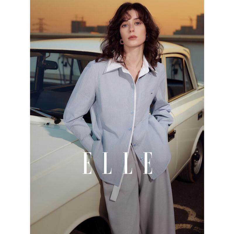ELLE Women s Striped Pure Cotton Contrast Shirt S