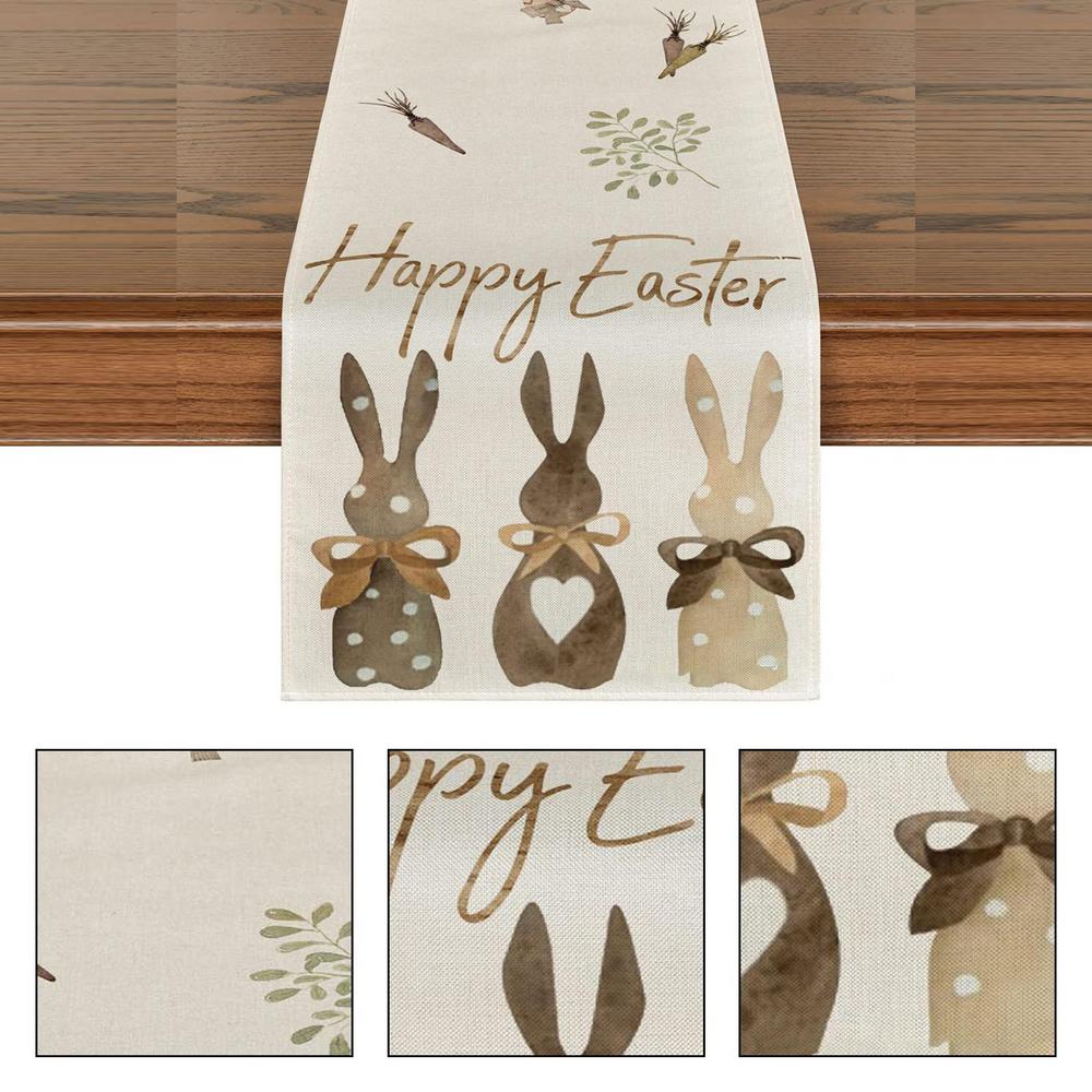 Easter Bunny Table Runners Cute Easter Bunny Tablecloth Long Linen Farmhouse Dining Table Decoration Dinner Party Supplies