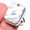Mother Of Pearl Gemstone Handmade 925 Sterling Silver Jewelry Ring Size 9 KJ-441