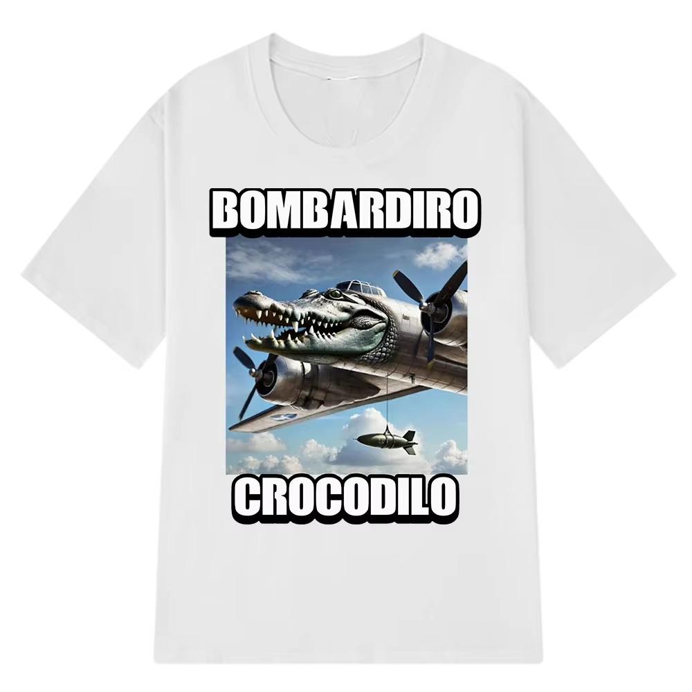 Bombardiro Crocodilo Funny Crocodile Plane Bomber T-shirt Men Women Casual Cotton Short Sleeve T Shirts Comfort O-Neck T-shirts