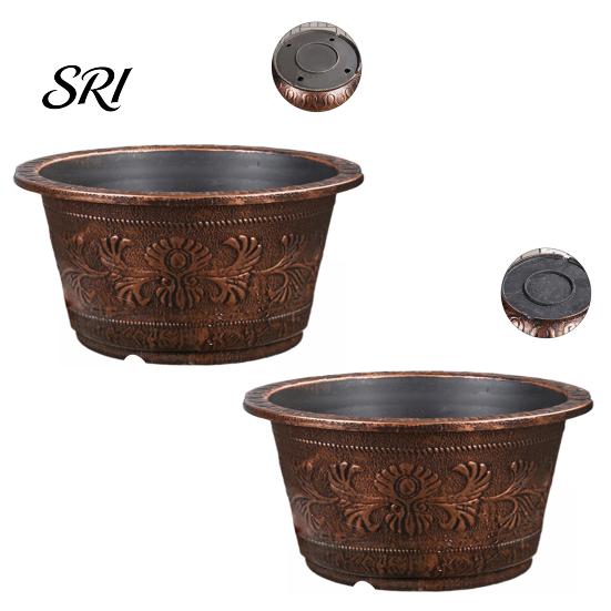 Bronze Embossed Flower Pot Thickened Resin Decorative Planter with Drainage Holes Impact Resistant Plant Large Capacity Outdoor Garden Chinese