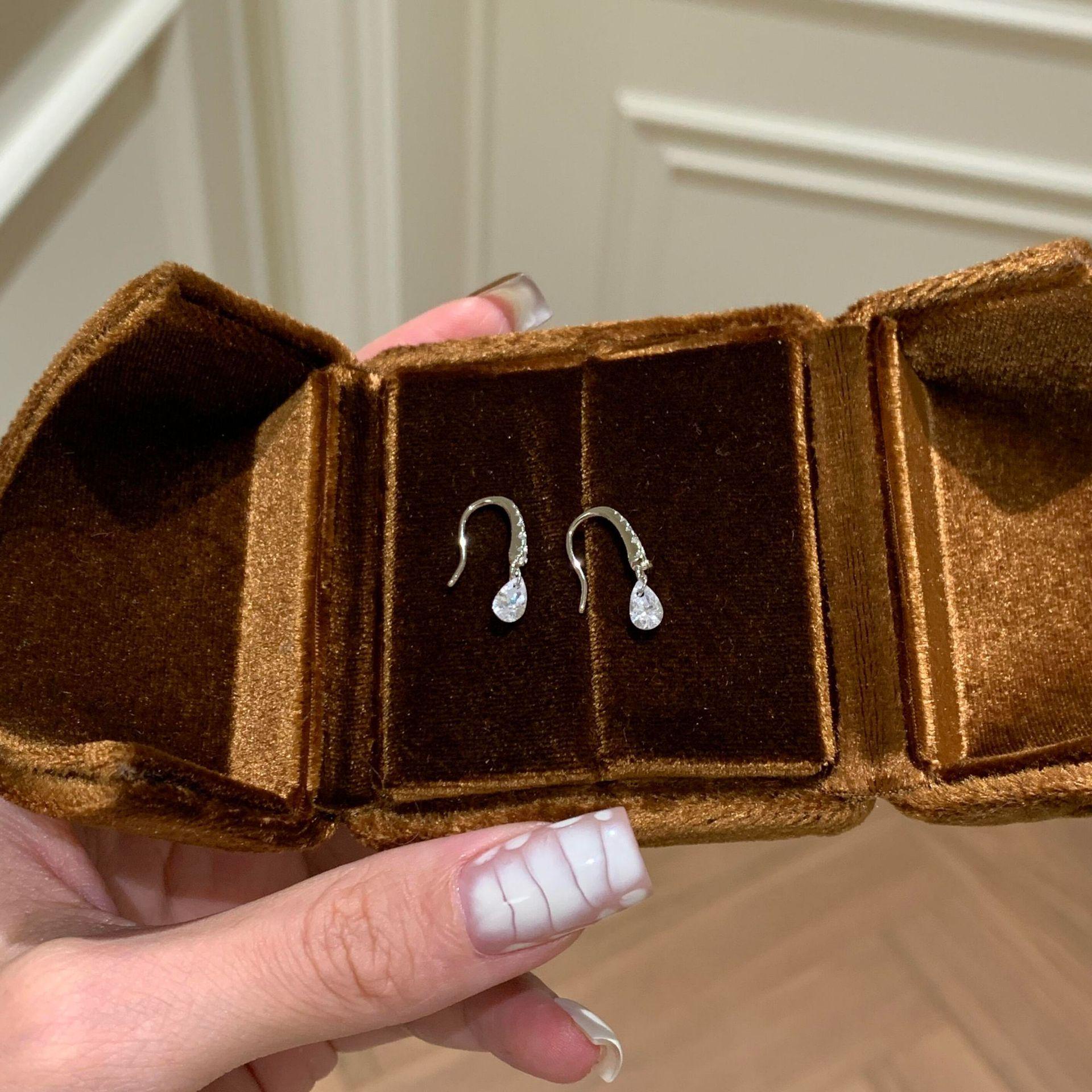 Korean Style Water Drop Zirconia Earrings for Women - Light Luxury, Commuter-Friendly Design