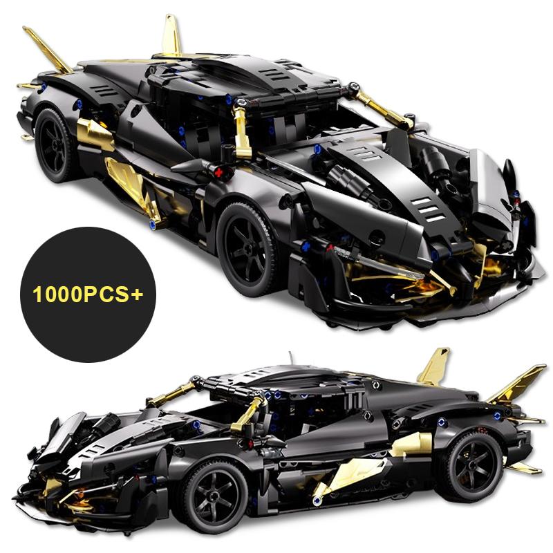 Technical Black Racing Car Building Blocks DIY Supercar Model Creative Puzzle Toy Gift for Birthday Halloween Christmas