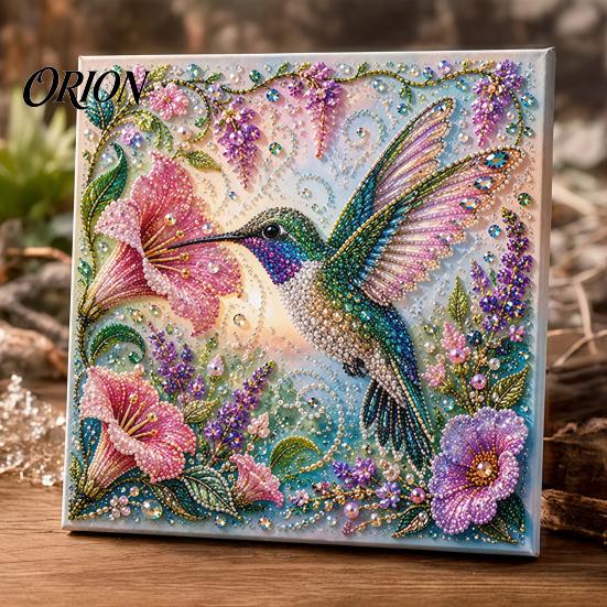 Kit de Manualidades de Arte con Diamantes Artificiales con Decoración de Relieve de Flores Retro, Kits de Perlas de Colibrí Pavo Real para Adultos, Manualidad de Pintura con Cuentas Brillantes 3D para Adultos, Hogar