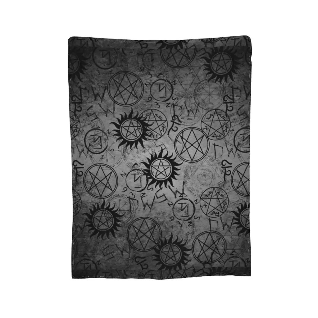 Supernatural Grey Blankets Soft Warm Flannel Throw Blanket Plush for Bed Living Room Picnic Travel Home Couch