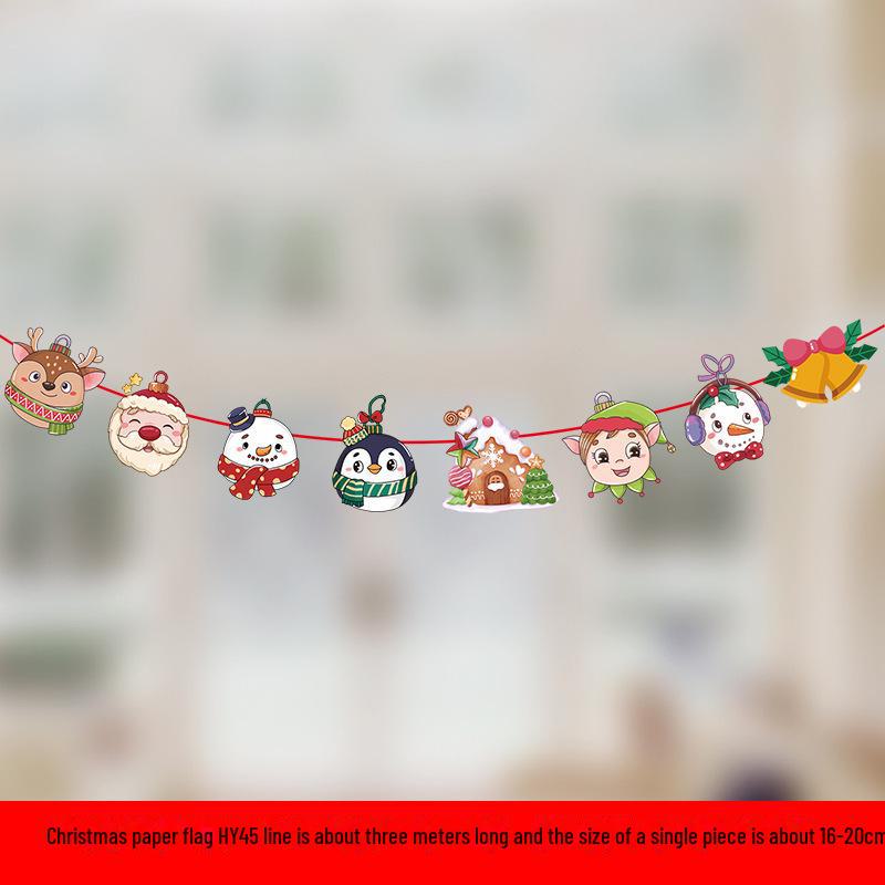 דגלי תלייה צבעוניים מצוירים לחג המולד לקישוט קניונים וסופרמרקטים