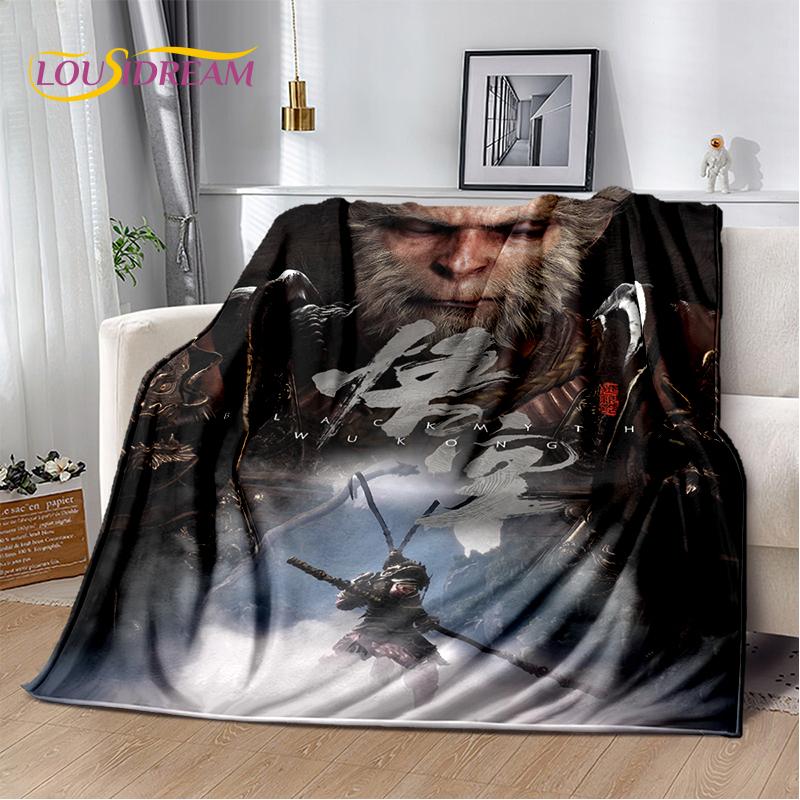 3D Black Myth Wukong Monkey King Cartoon Game Soft Blankets,Throw Blanket Comfortable Blanket for Picnic Beds Sofa Home Bedroom