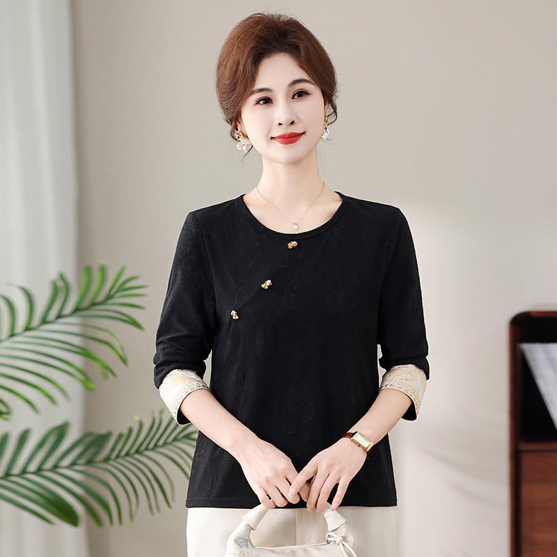 2026 Spring/Autumn Stylish Age-Reducing Top for Middle-Aged Women - Elegant Spring/Autumn Fashion for All Ages