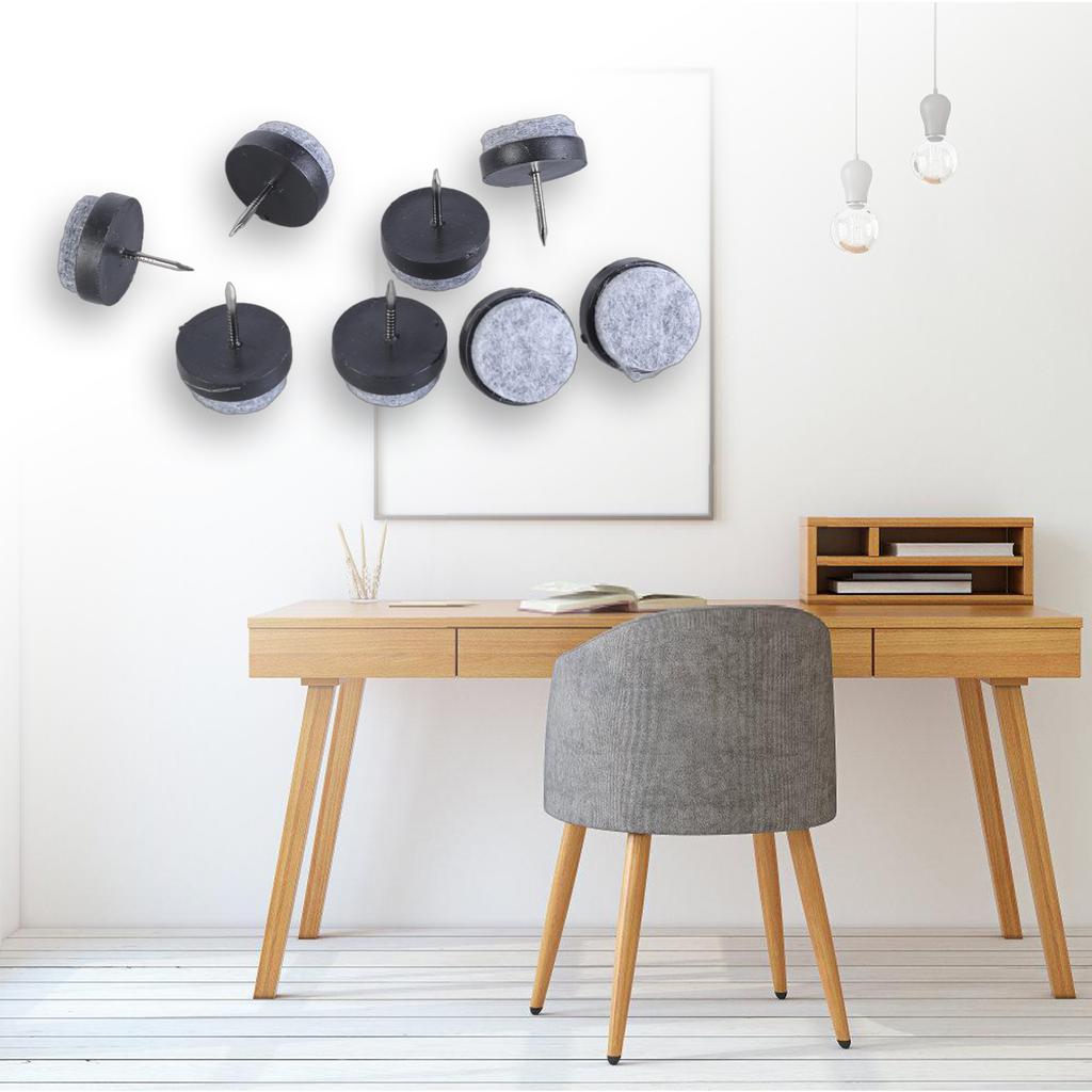 50Pieces Practical Furniture Sturdy Felt Pad With Nails for Wood and Tile Floor Without Slip Designs 22mm Diameter