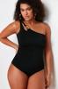 Women's Style Plus Size Black One Shoulder Swimsuit