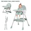Foldable Baby High Chair, Feeding Chair, Table and Chair, Children's High Chair, Removable Double-layer Tray