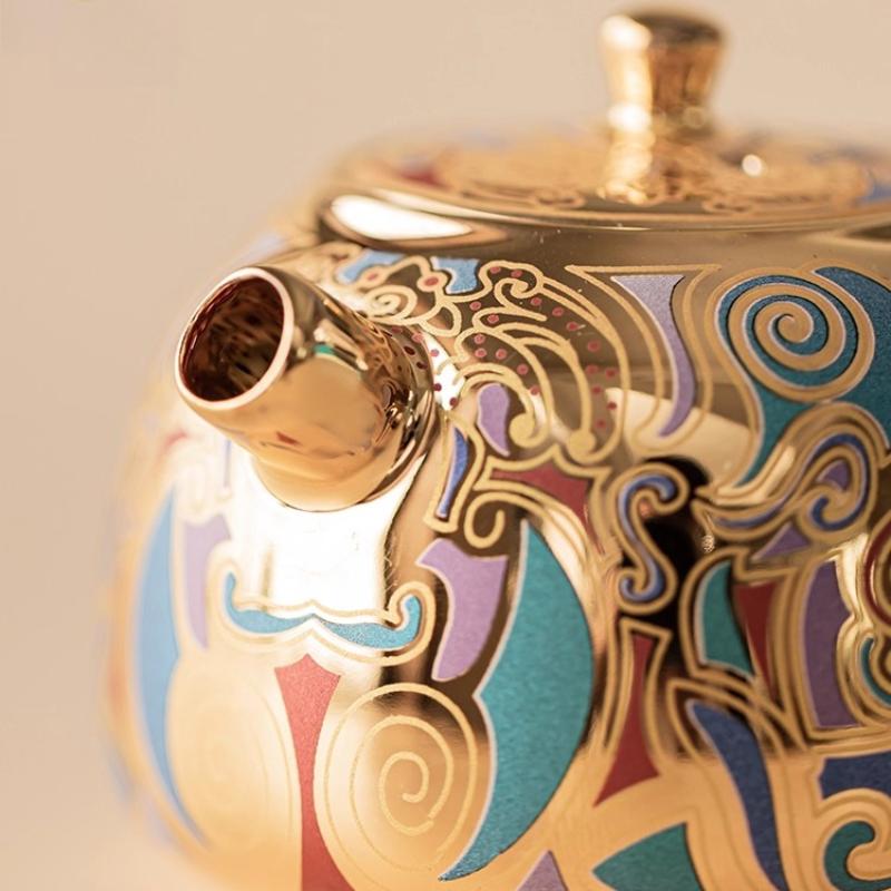Dunhuang merchandise one pot two cups tea set gilt ceramic Xishi pot high-end tea set gift