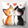 4Pcs Set, Sofa Pillow Covers, Kitten Family Pillowcases, 17.7"X17.7", Single-Sided Print, Home Decor, Sofa Lumbar Support Covers