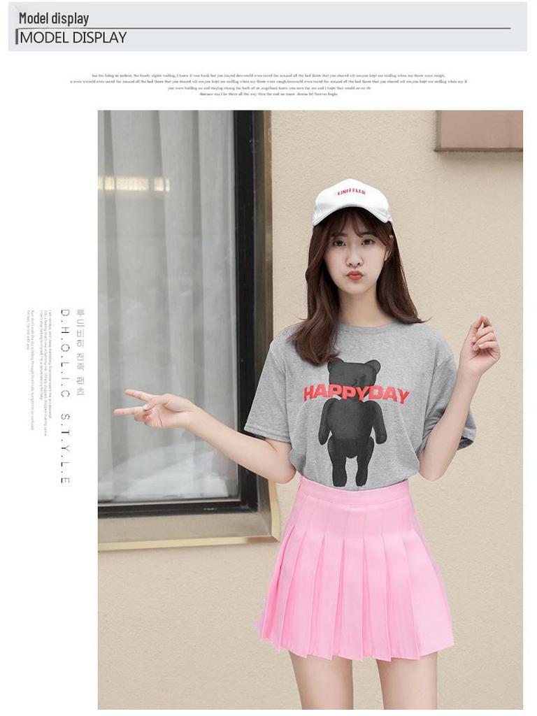 Pleated High-Waist A-Line Skirt for Women - Korean College Style, Fruit Green, Summer 2025