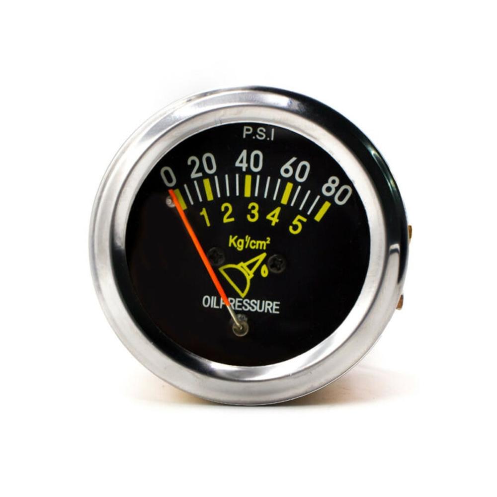 Car Oil Press Pressure Gauge Meter 0 ~ 80 PSI Black Replacement 2 inch