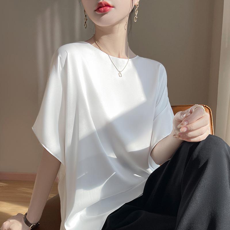 

2025 Summer New Chinese Round Neck Ice Silk Loose Top Vest M
