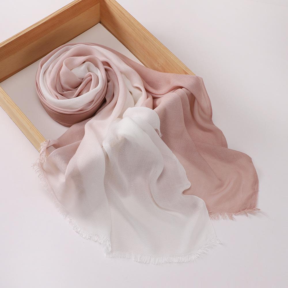 Muslim Tie-Dye Cotton Rayon Modal Hijab Long Scarf Islam Hijabs for Women's Turbans Soft Lightweight Head Wrap Scarf