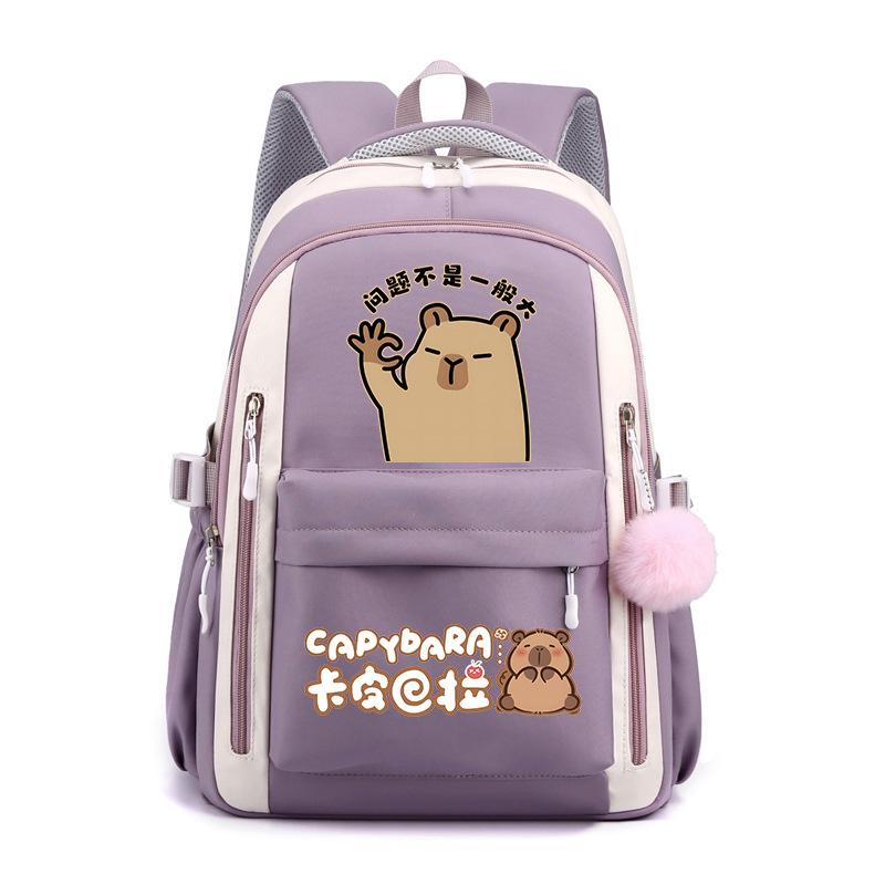 Trendy kapibara creative cartoon printing cute emoji bag for primary and secondary school students to reduce the burden of spine protection schoolbag