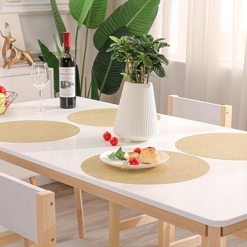 38 см круглый ПВХ серебристо-золотой коврик для кухонного обеденного стола изоляционная — фото 3