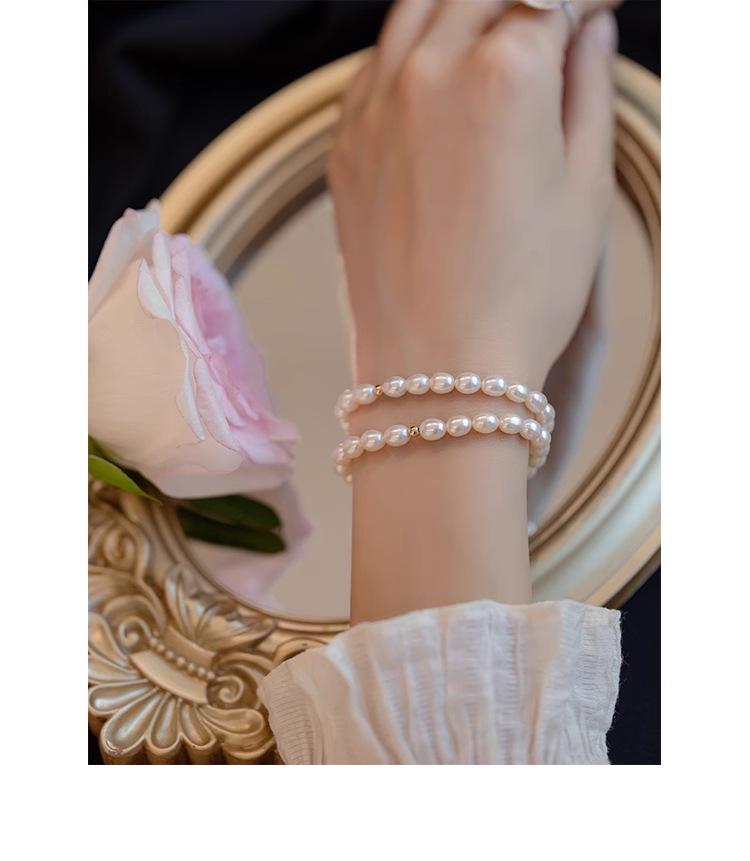 2025 Sommer Damen Süßwasserperlen Elastisches Armband – Einfach, Modisch, Vielseitig, Retro-Stil.