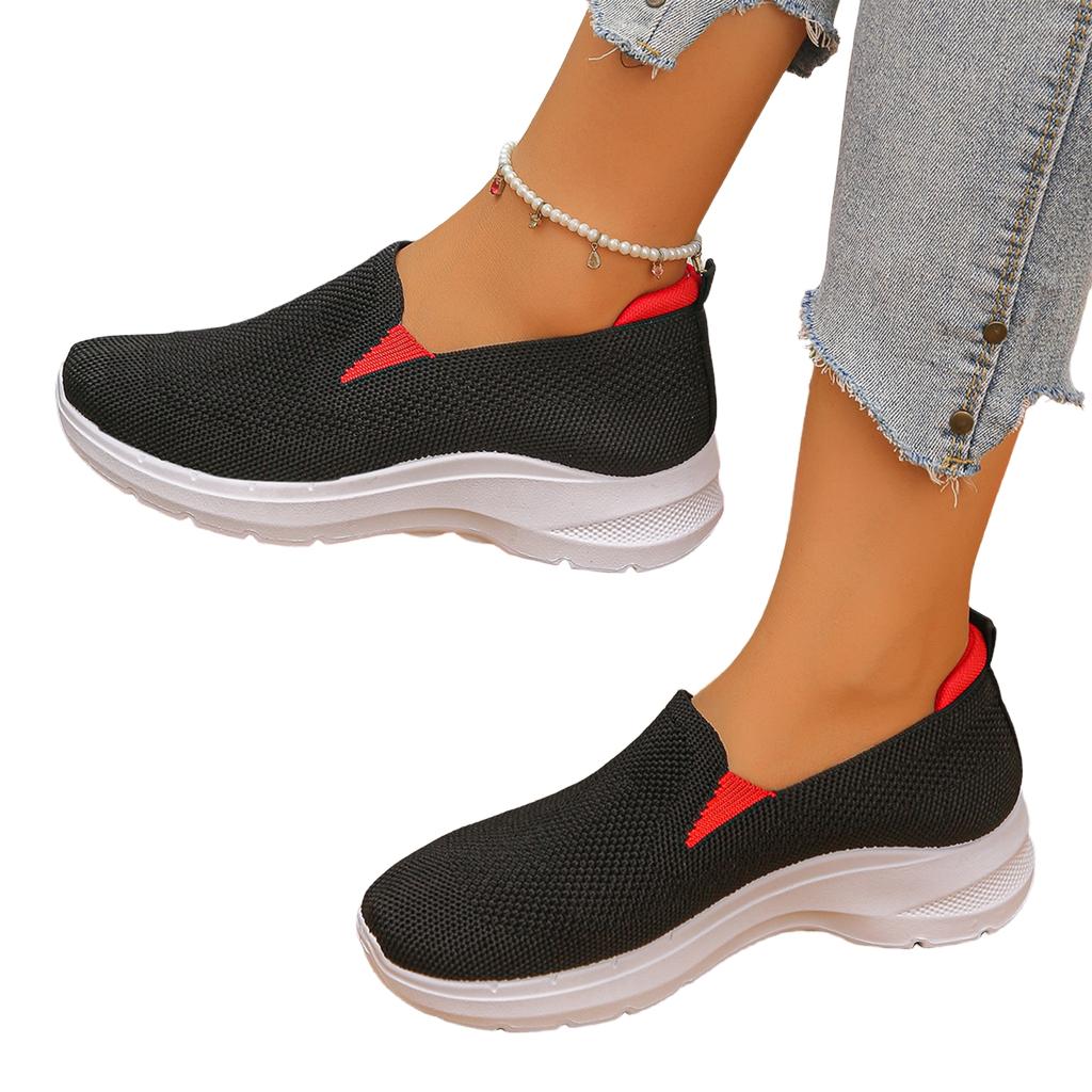 Women's Casual Flats, Breathable Knit Mesh Upper, Soft, Lightweight Shoes