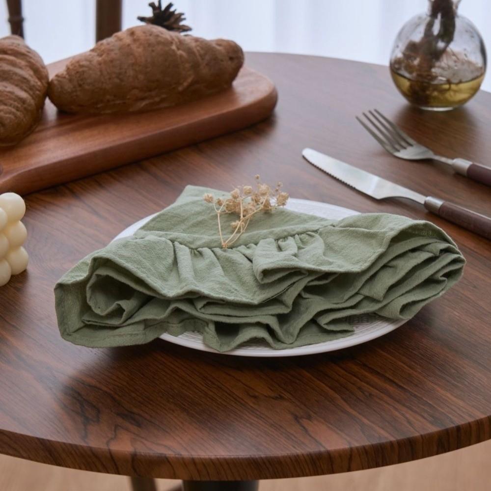 Solid Color Heat-Insulating Placemat Cotton Table Napkin Cloth Round Napkin Table Setting