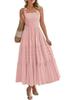 2026 European Summer Beach Pleated A-line Strappy Dress with Pockets