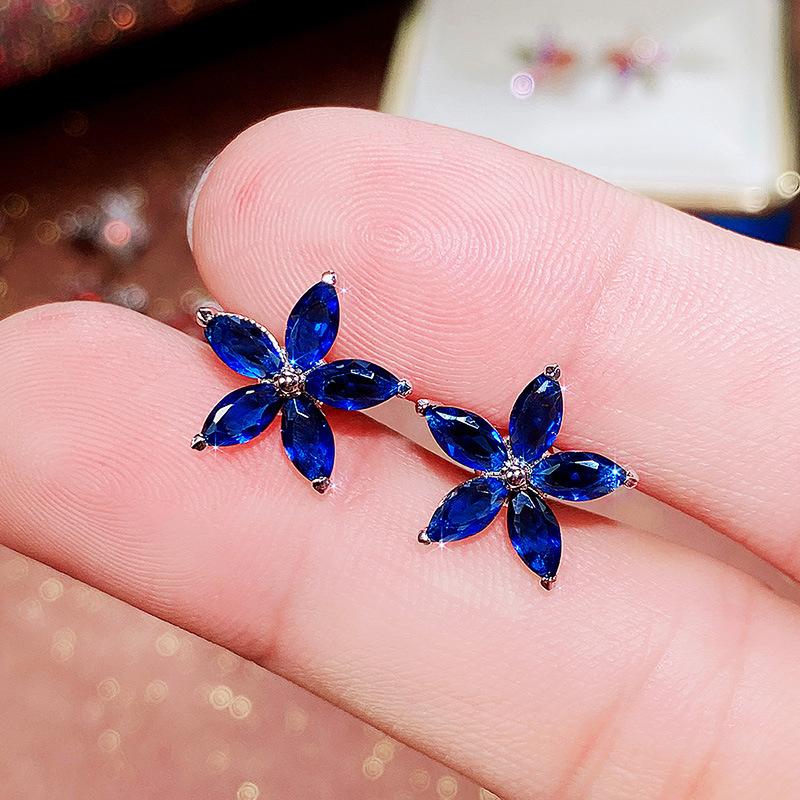 Colored Star Stud Earrings, Sweet Flower Pentagram Ladies Earrings, Vitality Girl Student Earrings