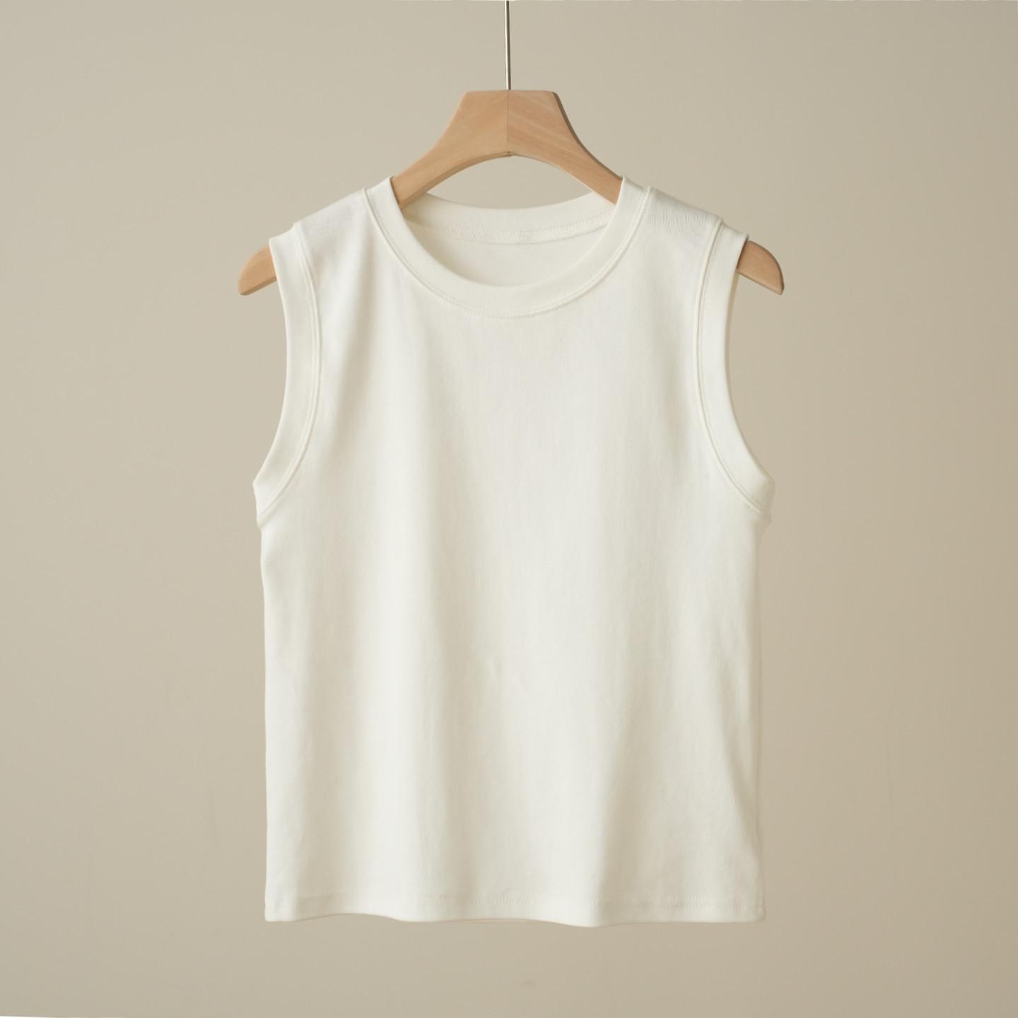 

Women s solid-color wide-shoulder crew neck vest, basic inner bottoming shirt, summer multi-colored top women s clothing m is suitable for 60kg or less